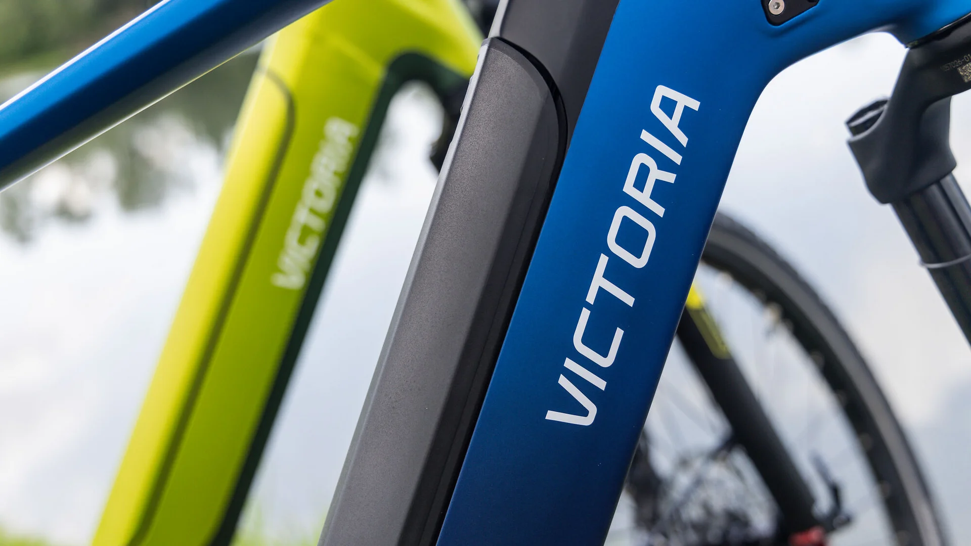 Genuss mit jedem Tritt im Thermen- & Vulkanland © Heiko Mandl Nahaufnahme von blauen und grünen Victoria E-Bike-Rahmen