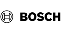 Bosch Firmenlogo mit schwarzem Schriftzug und Symbol