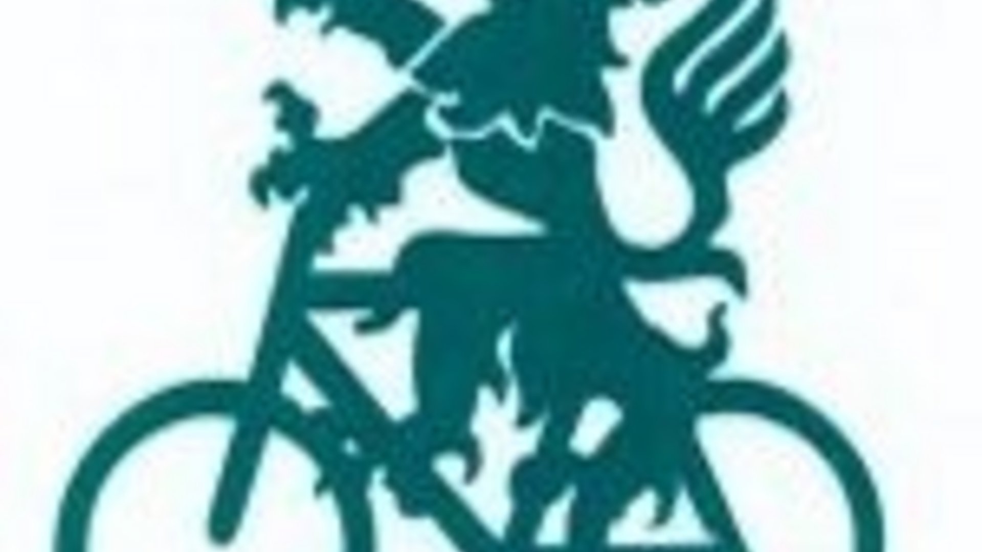 Stylized lion riding a bicycle