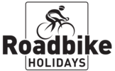 Logo of a cyclist above the text Roadbike Holidays