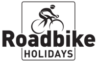 Logo eines Radfahrers über dem Schriftzug Roadbike Holidays