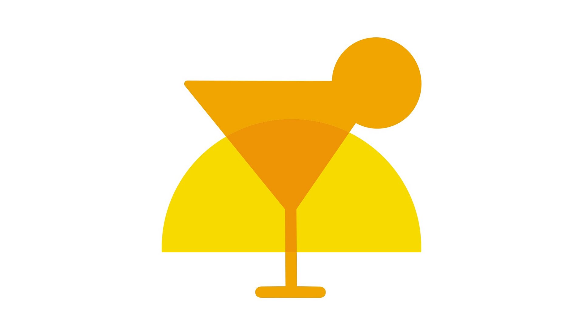 Abstract orange-yellow symbol with glass chalice and circle on white background