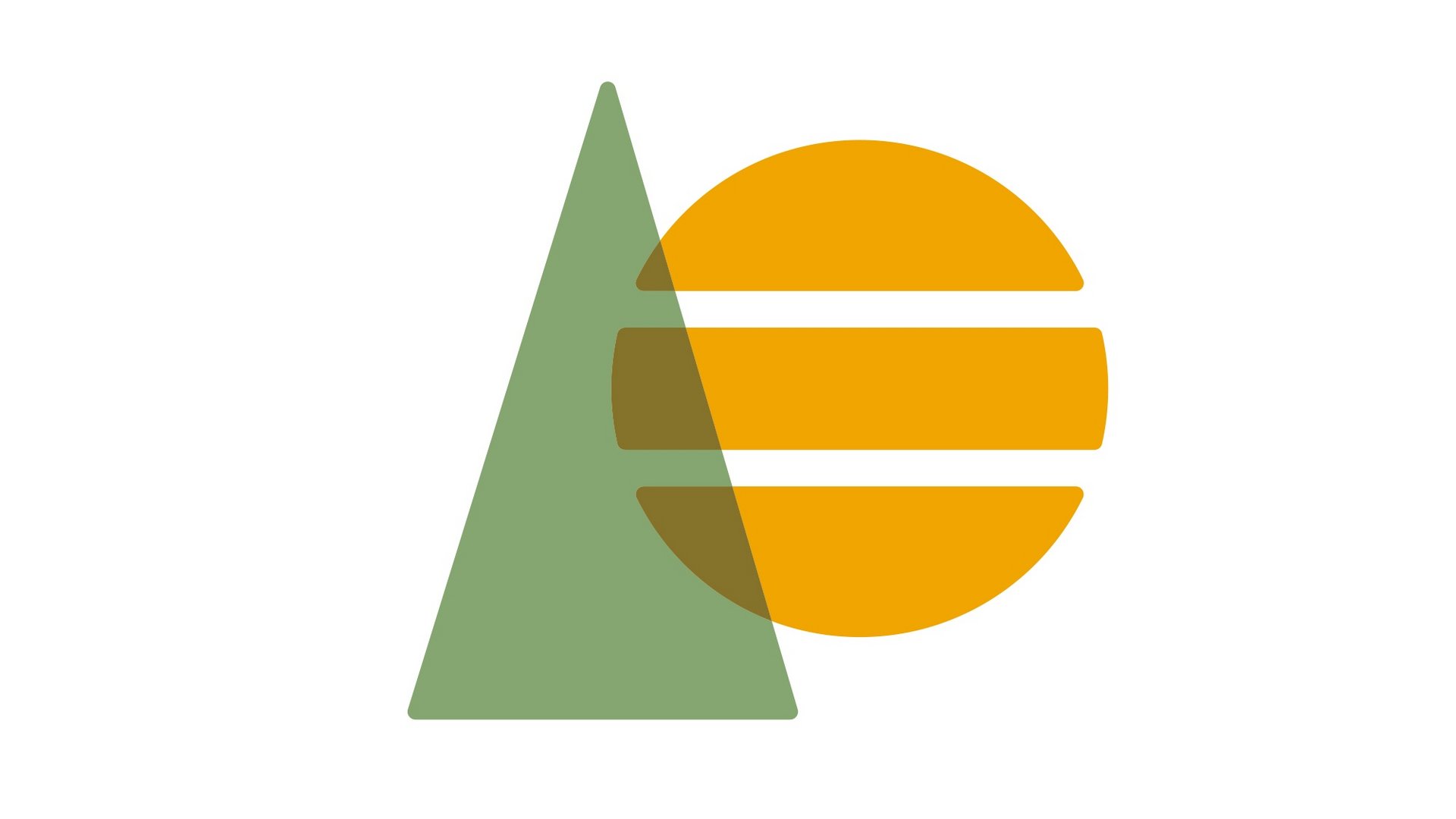 Green triangle beside an orange circle with horizontal stripes