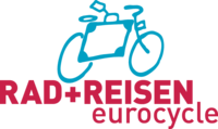 Logo with blue bicycle and text RAD+REISEN eurocycle
