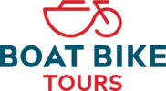 Logo van Boat Bike Tours met rood boot- en fietssymbool