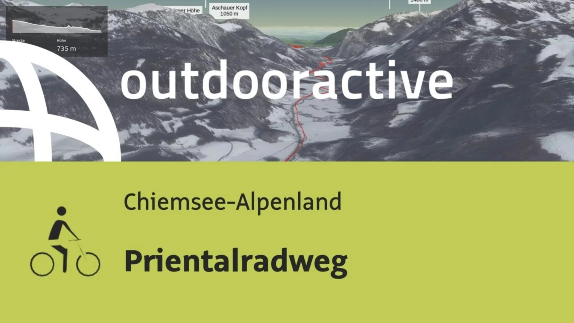 Karte und Höhenprofil des Prientalradwegs in Chiemsee-Alpenland