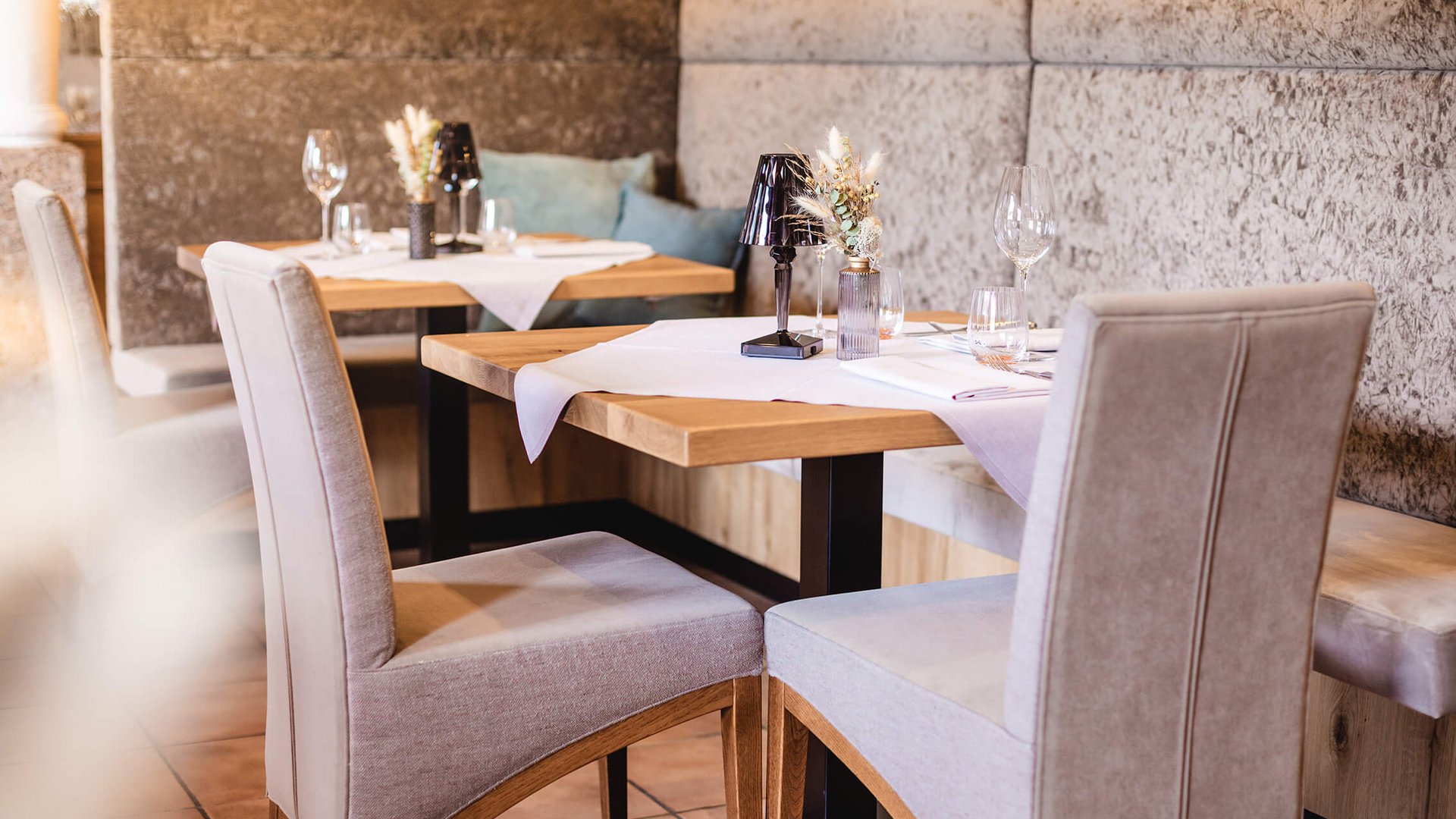 Cozy set tables with chairs in a modern restaurant
