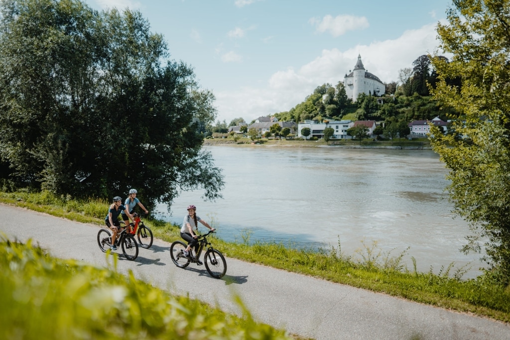 Radtour am Donauradweg Blick auf Ottensheim Wilhering © CM Visuals